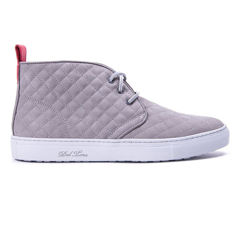 Men's Light Grey Quilted Suede Chukka Sneaker