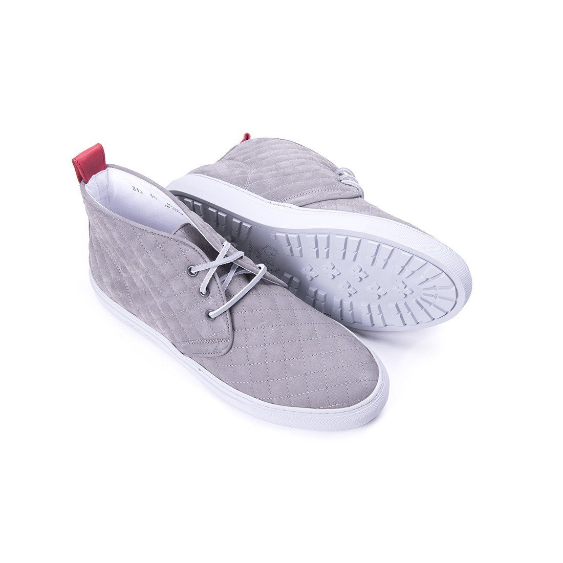 Men's Light Grey Quilted Suede Chukka Sneaker