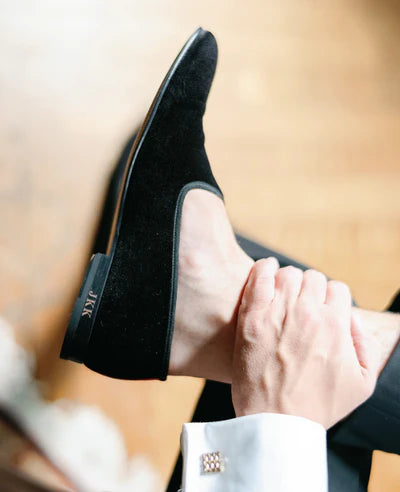 Men's Suede Leather Open Back Slip-On Dress Slippers Velvet Loafers Half  Shoes