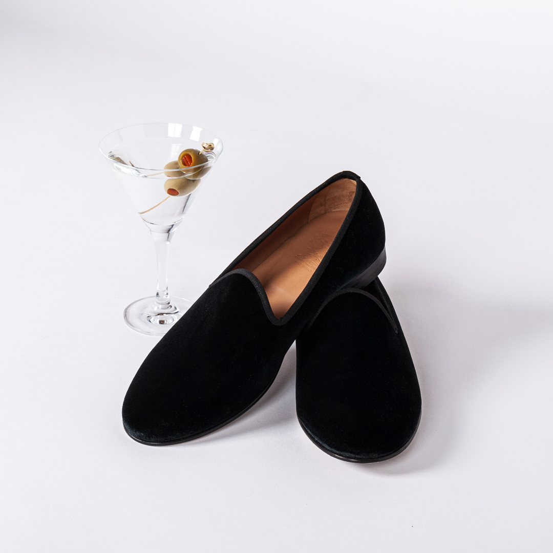 Men's Black Velvet Slipper II