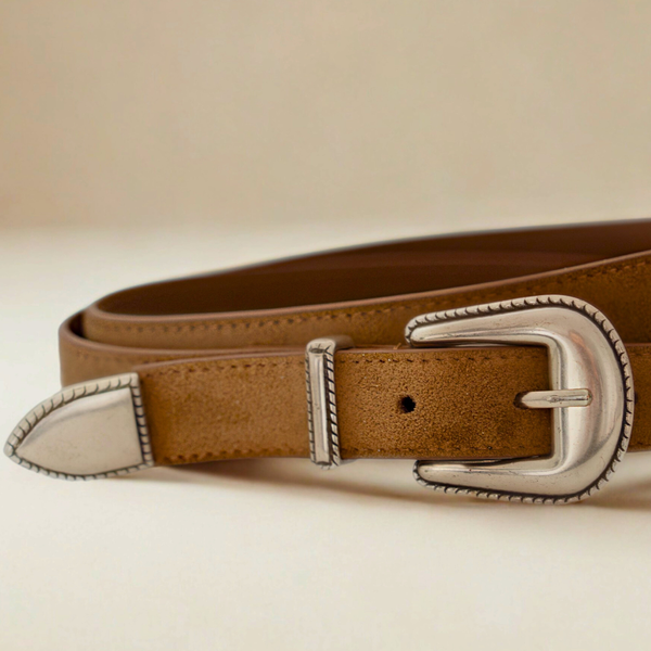 COGNAC SUEDE BELT