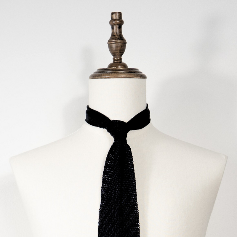 Silk Knit Tie - Black