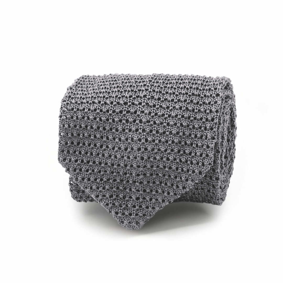 Silk Knit Tie - Light Grey