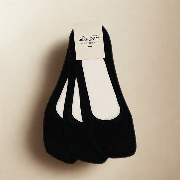 Set of 3 Athletic No Show Loafer Socks - Black