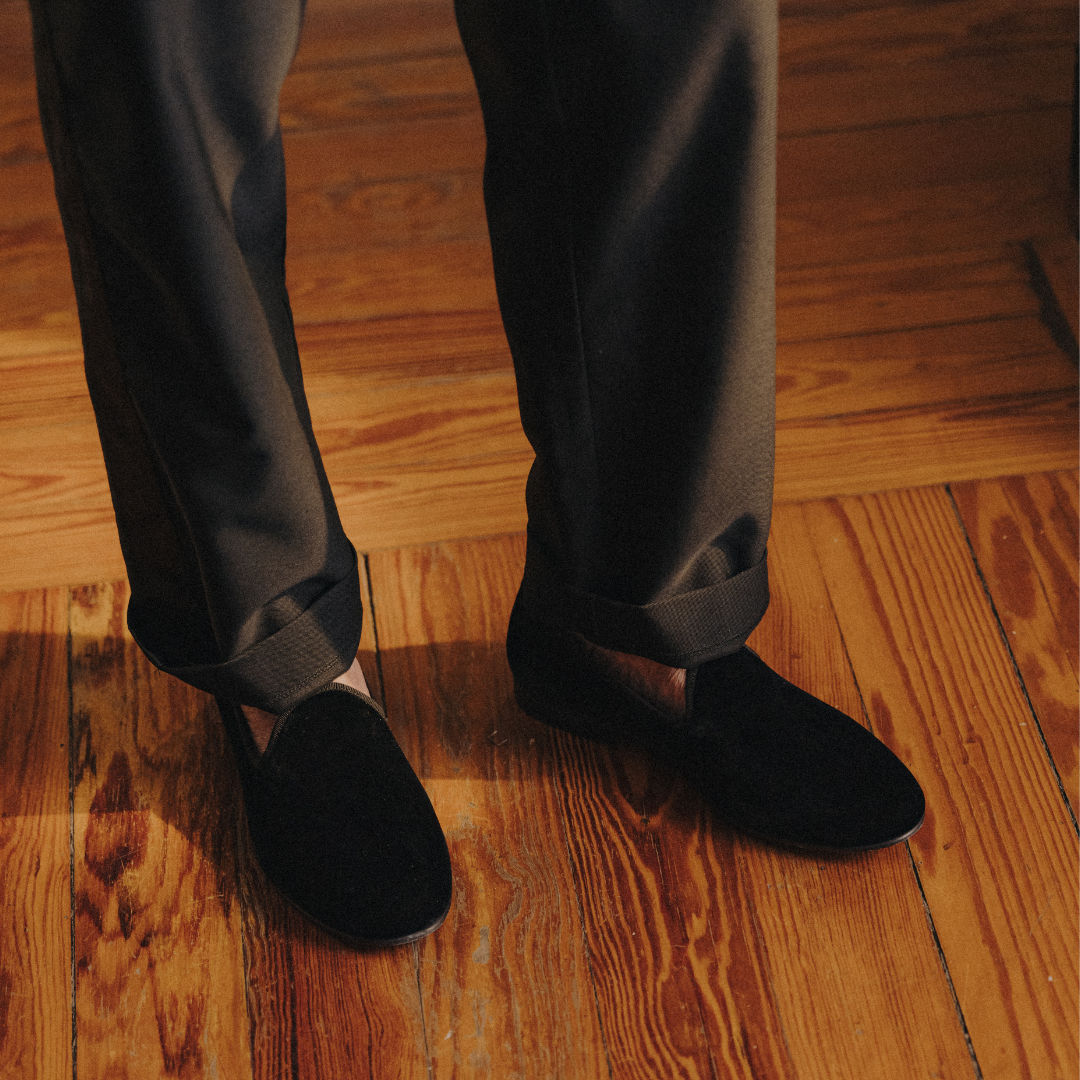 Men's Black Velvet Slipper II