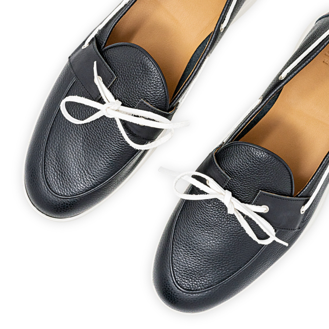 Men's Black Pebbled Leather Barca Yacht Loafer