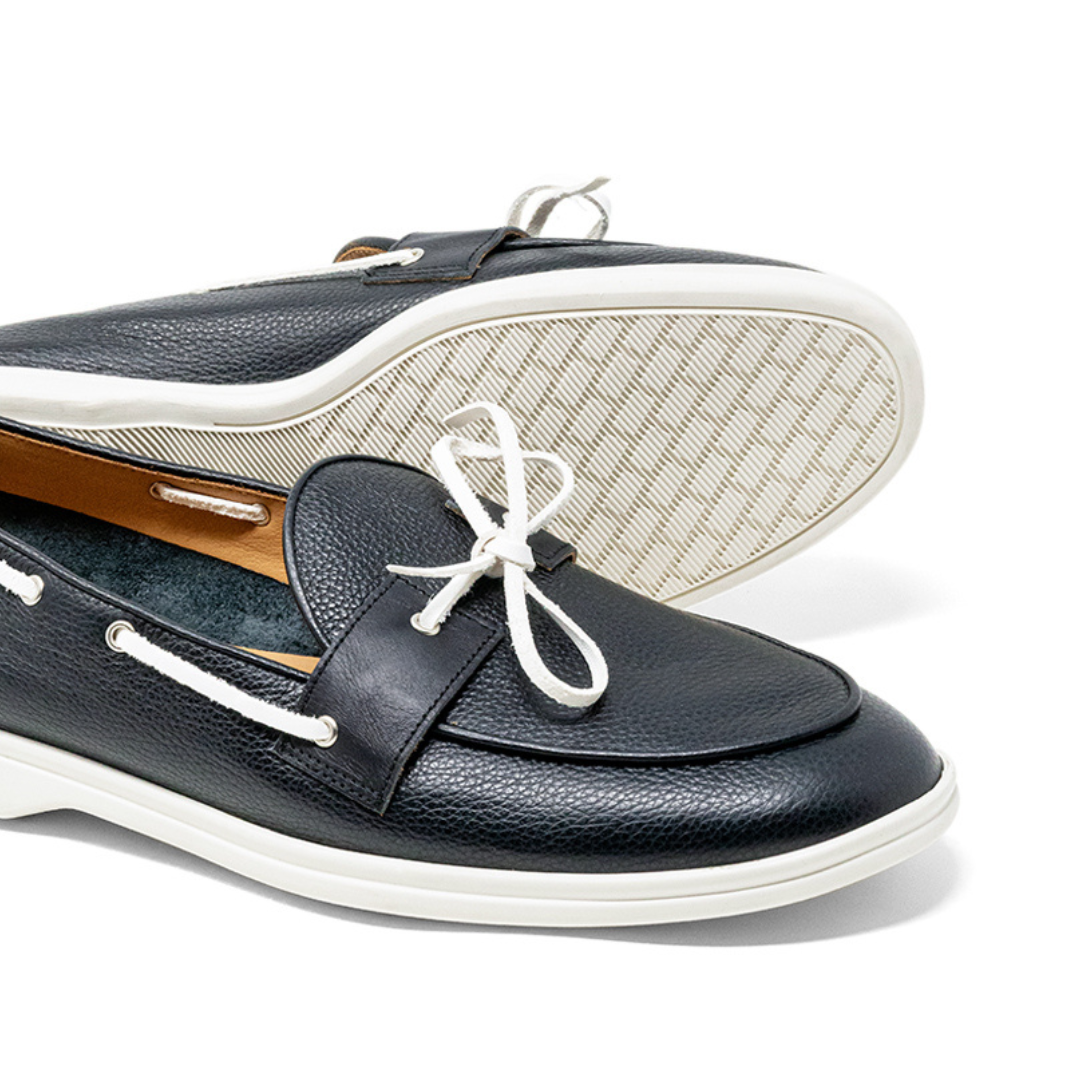 Men's Black Pebbled Leather Barca Yacht Loafer