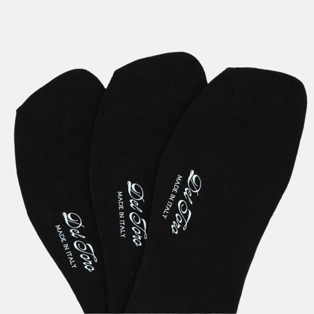 Set of 3 Cotton No Show Socks - Black