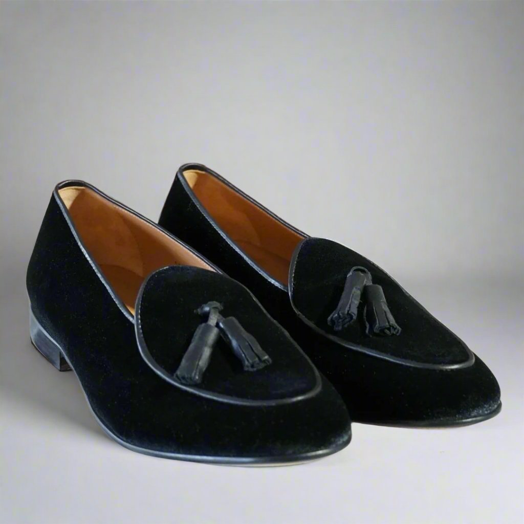 Men's Black Velvet Milano Tassel Loafer