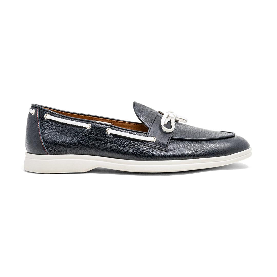 Mens Pebbled Black Leather Barca Yacht Loafer