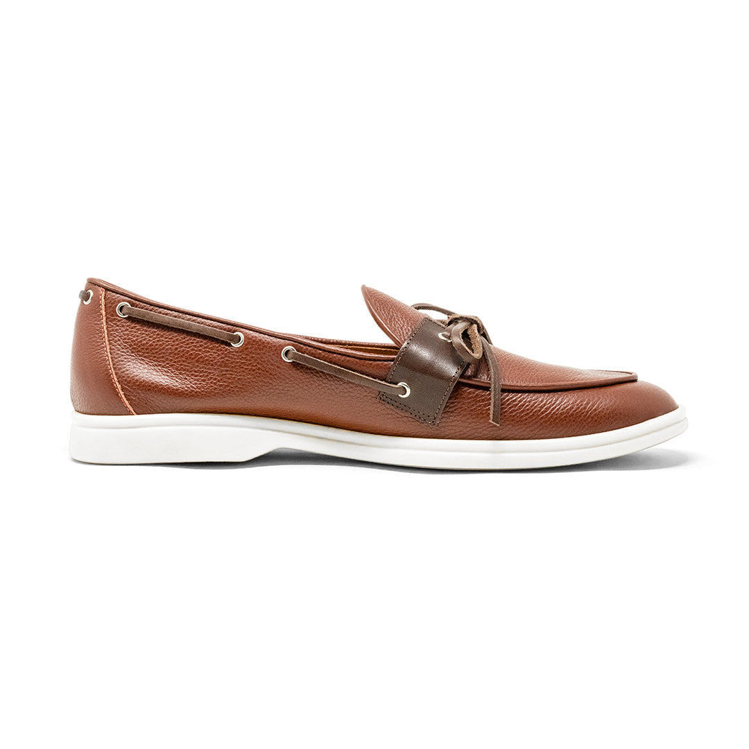 Mens Brown Pebbled Leather Barca Boat Shoe