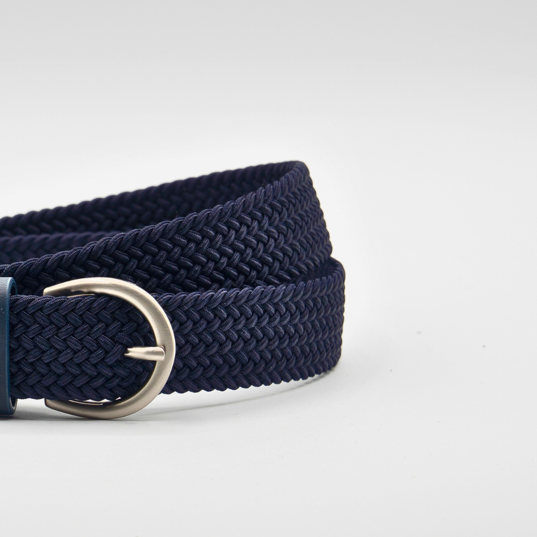 Elastic Braided Belt - Navy
