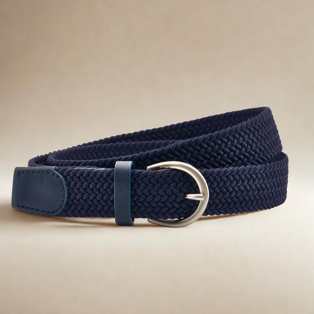 Elastic Braided Belt - Navy