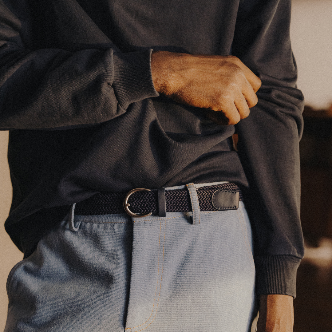 Men's Vintage Zip Crewneck Sweatshirt - Navy
