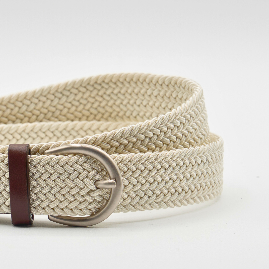 Elastic Braided Belt - Vintage Panna