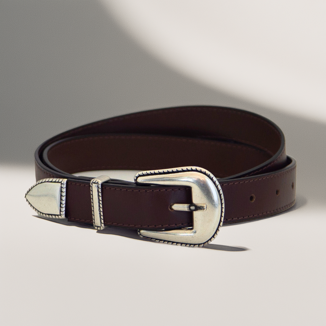 Western Belt - Brown Calf Leather