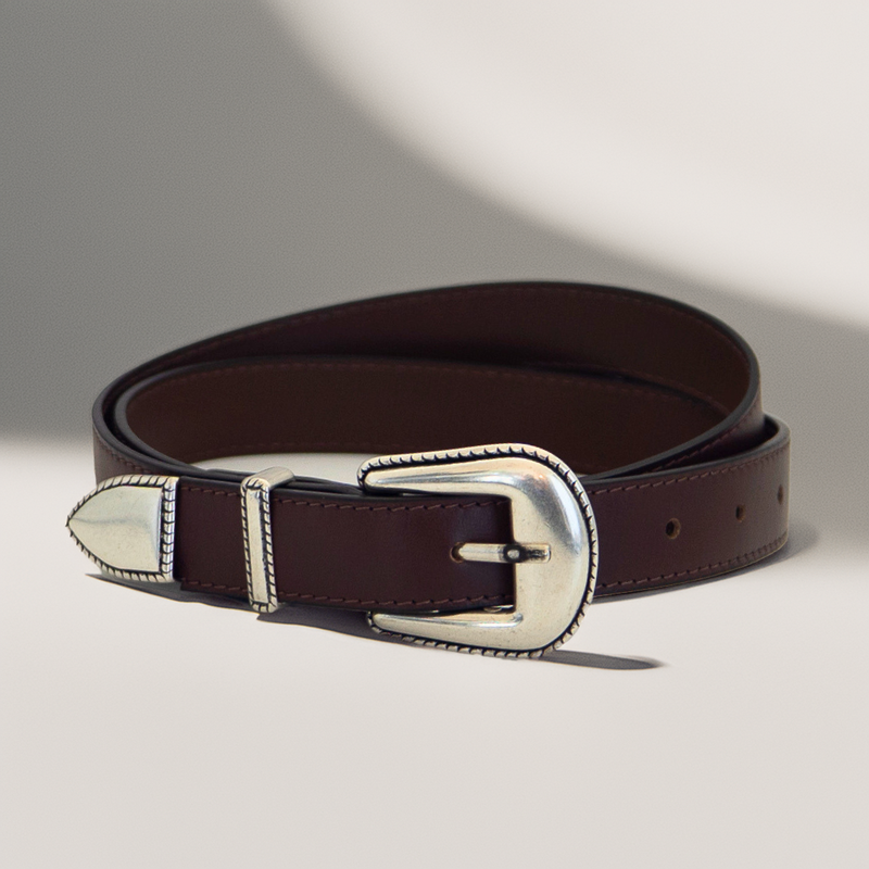 Western Belt - Brown Calf Leather