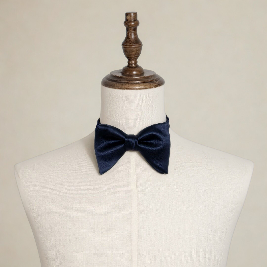 Satin Butterfly Bow Tie - Midnight Navy