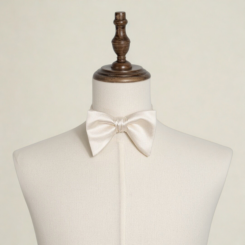 Satin Butterfly Bow Tie - Vintage White