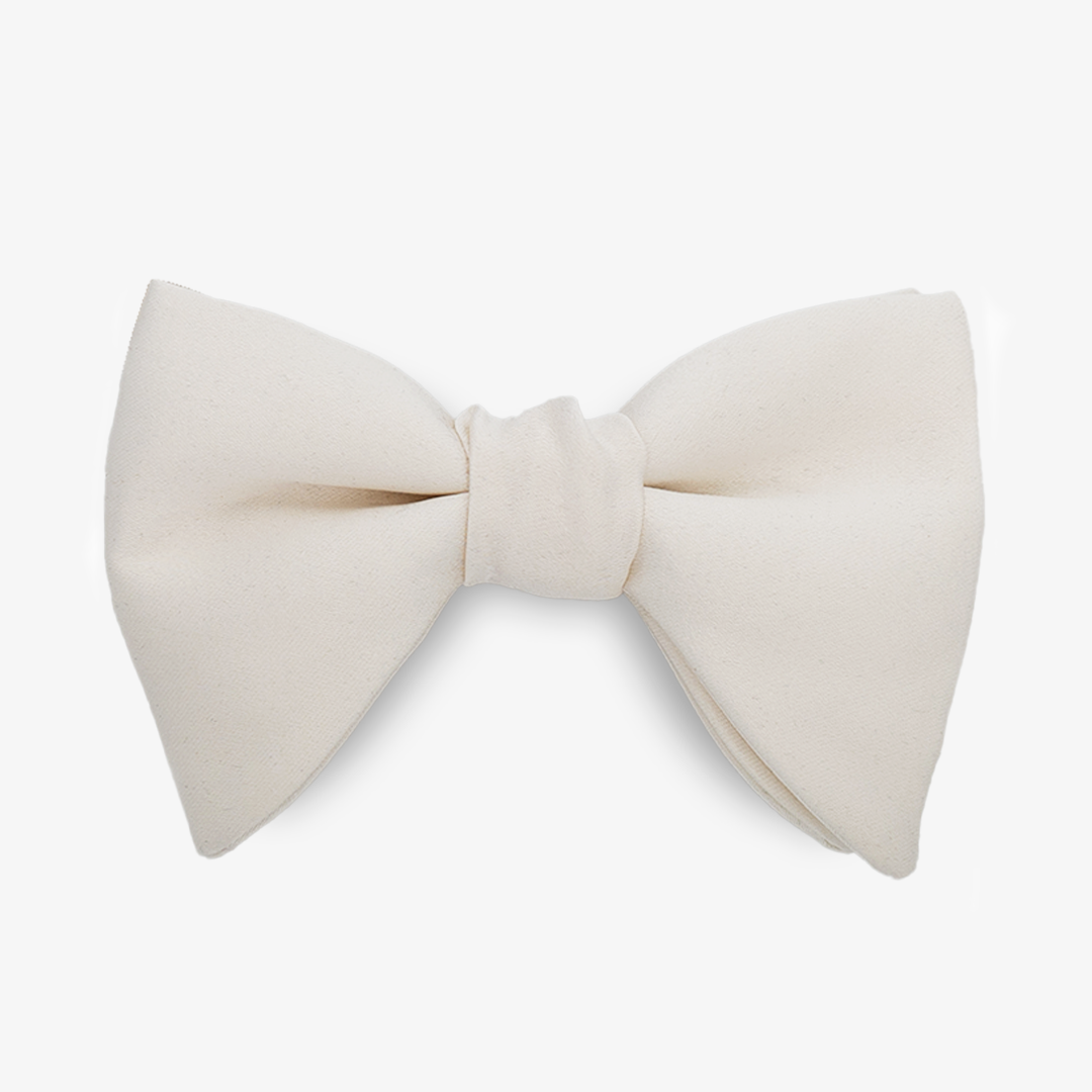 Satin Butterfly Bow Tie - Vintage White