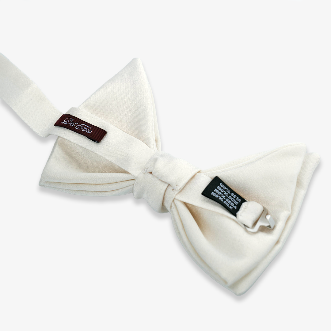 Satin Butterfly Bow Tie - Vintage White