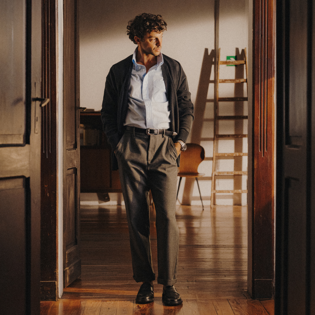 Men's Black Leather Lug Centesimo