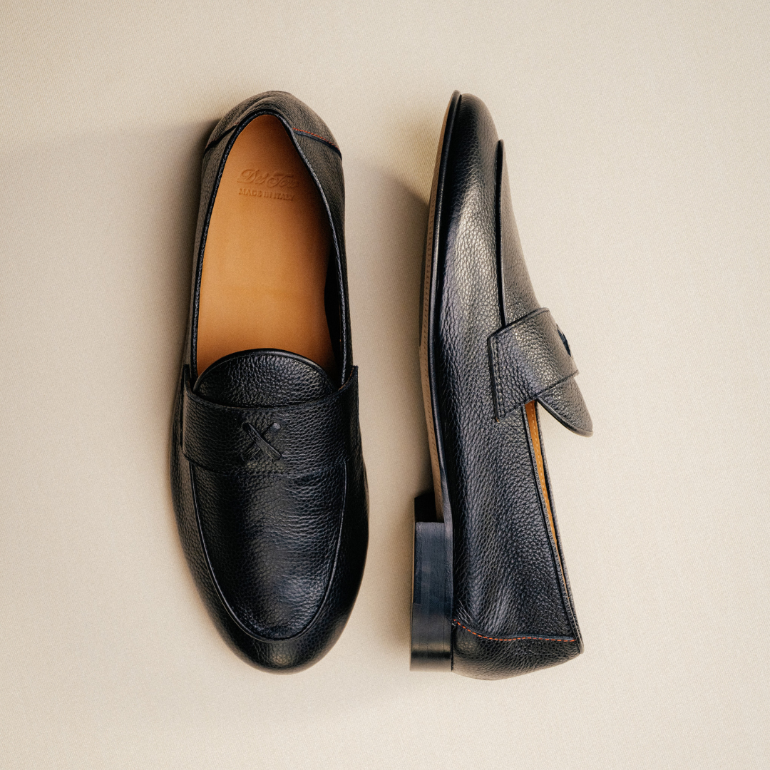 Men's Black Pebbled Leather Centesimo