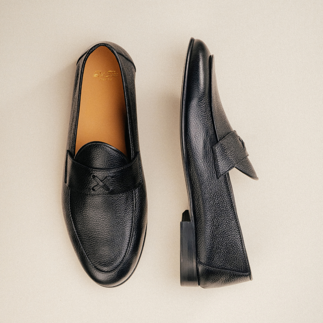 Men's Black Pebbled Leather Centesimo