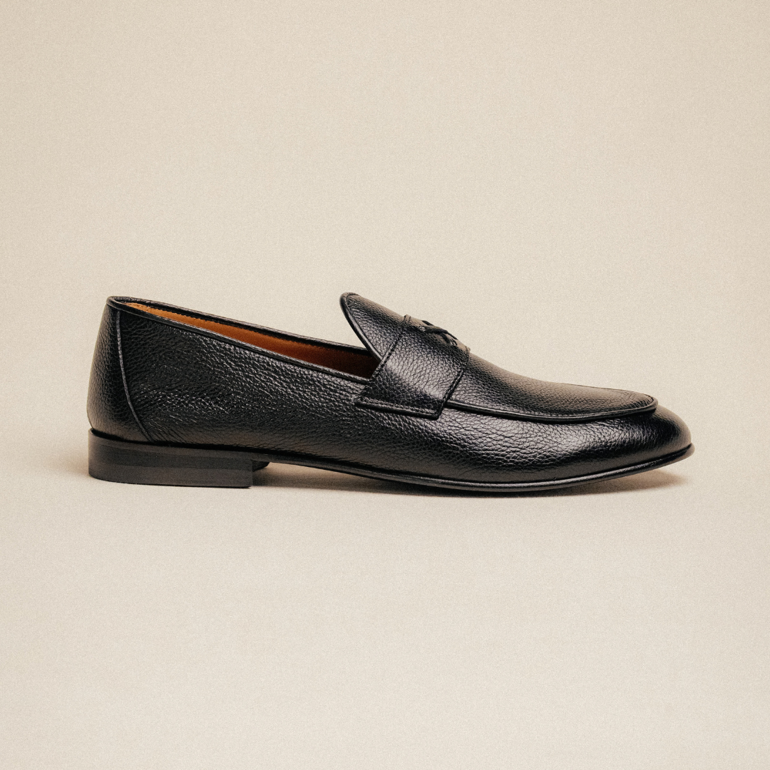 Men's Black Pebbled Leather Centesimo