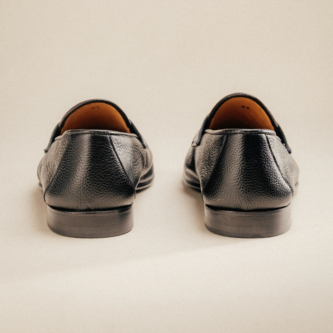 Men's Black Pebbled Leather Centesimo