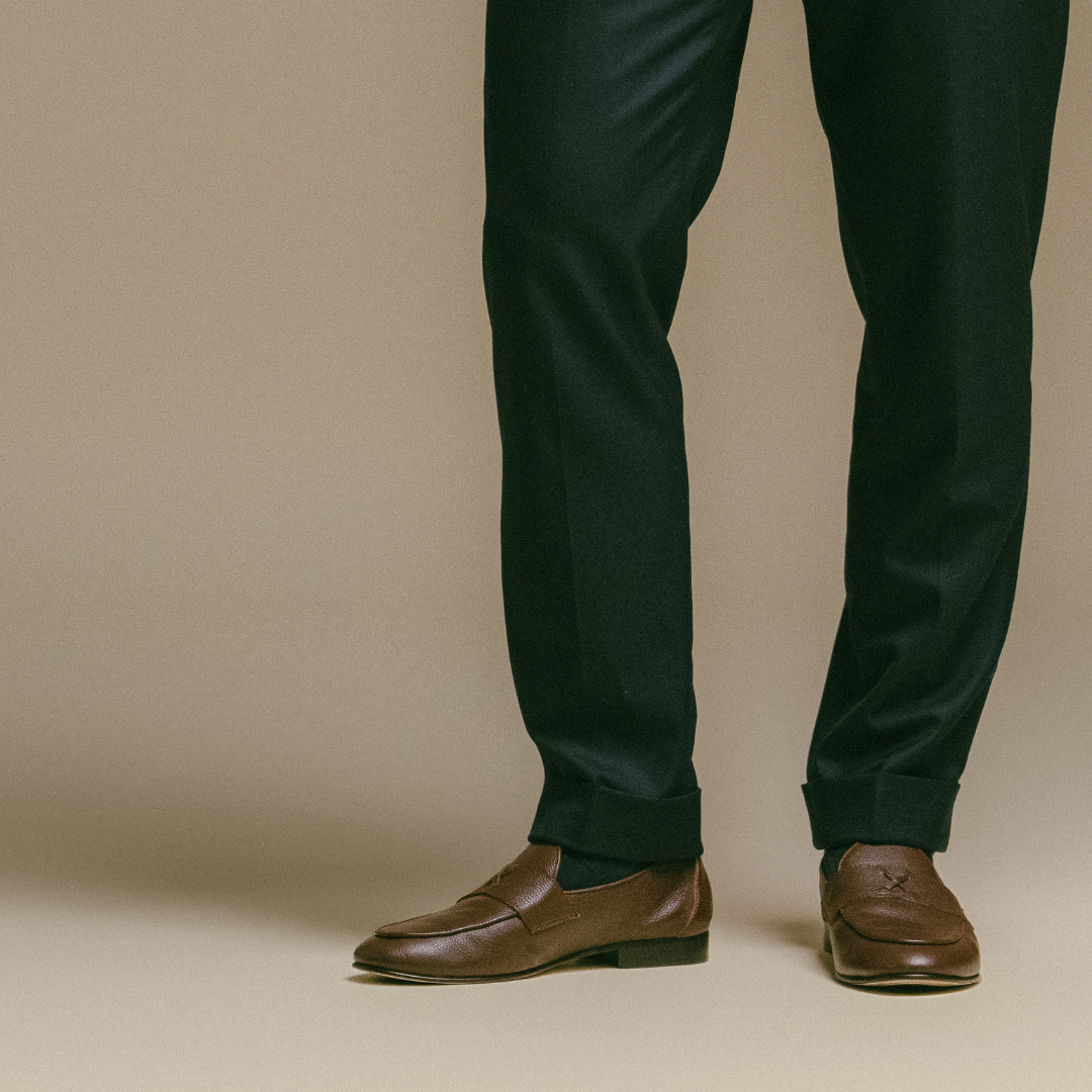 Men's Brown Pebbled Leather Centesimo