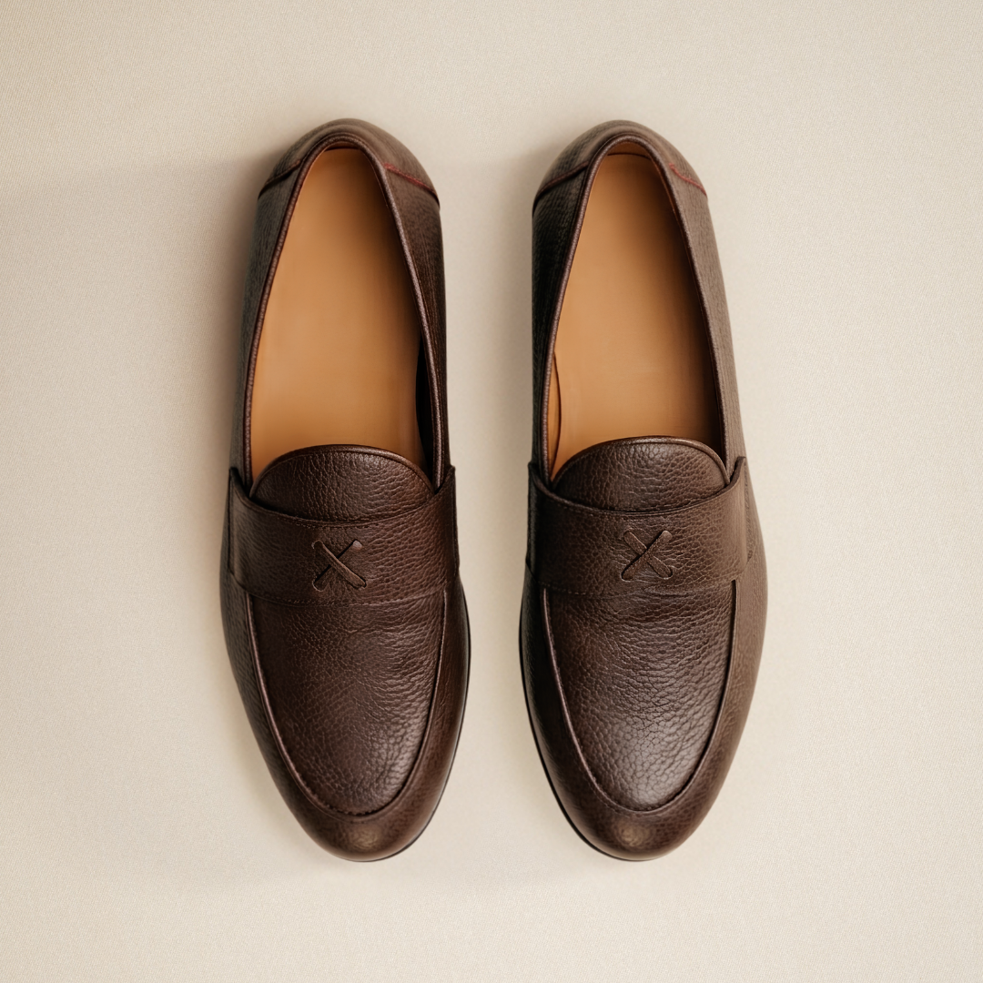 Men's Brown Pebbled Leather Centesimo