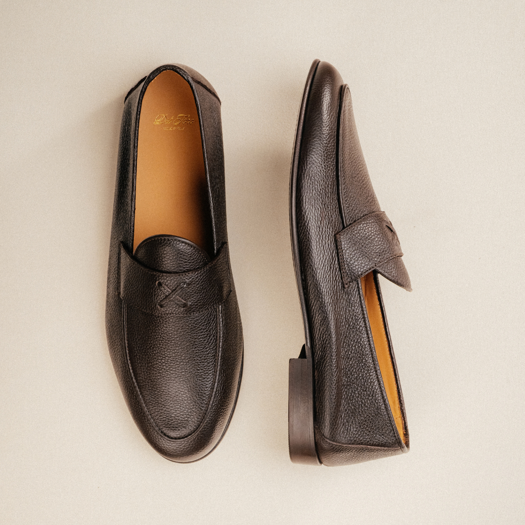 Men's Dark Brown Pebbled Leather Centesimo Loafer