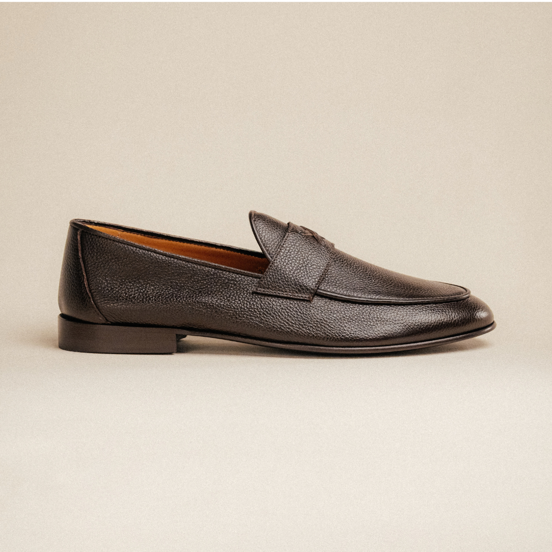 Men's Dark Brown Pebbled Leather Centesimo Loafer
