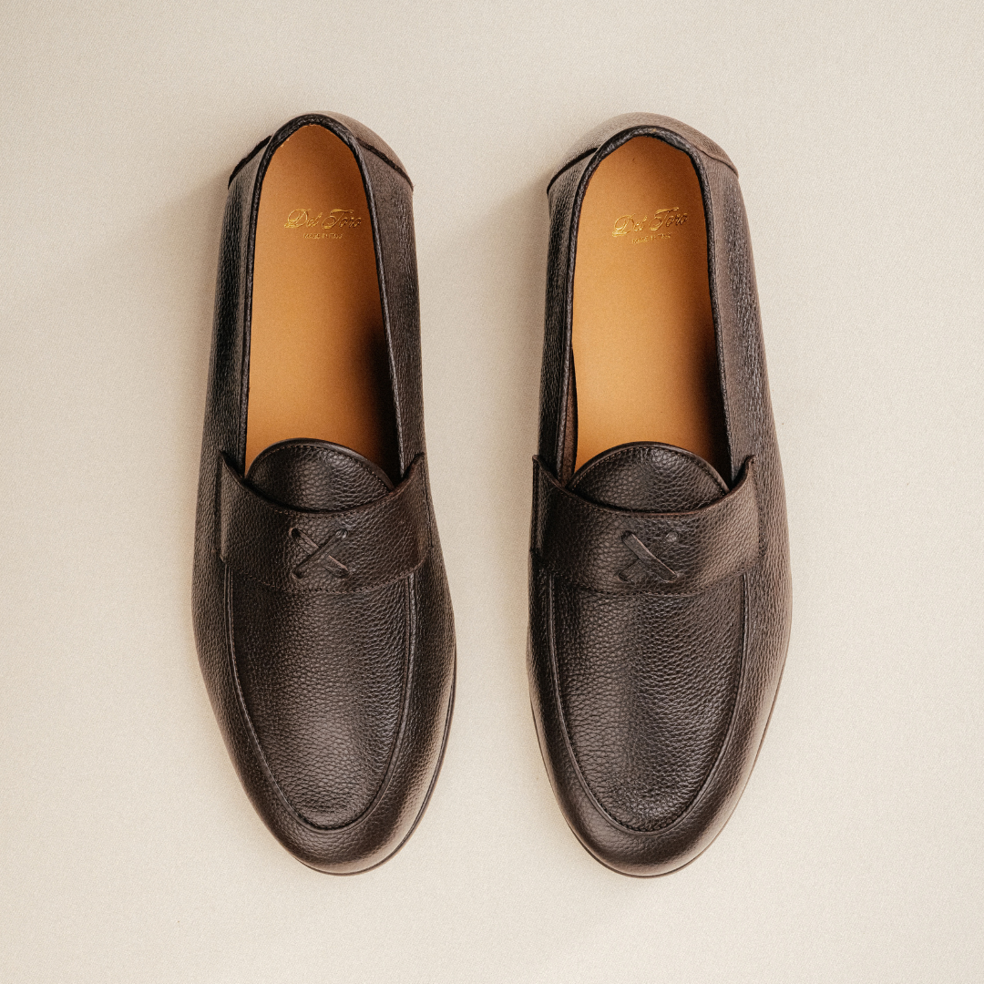 Men's Dark Brown Pebbled Leather Centesimo Loafer