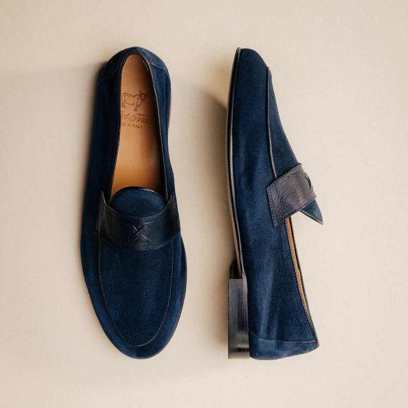 Men's Navy Suede Centesimo