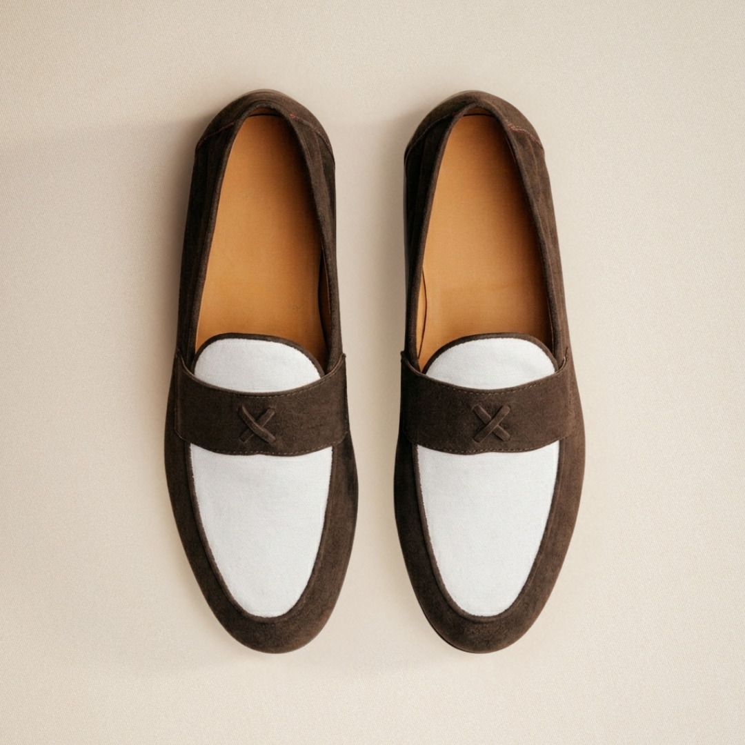 Men's Brown Suede & White Canvas Centesimo