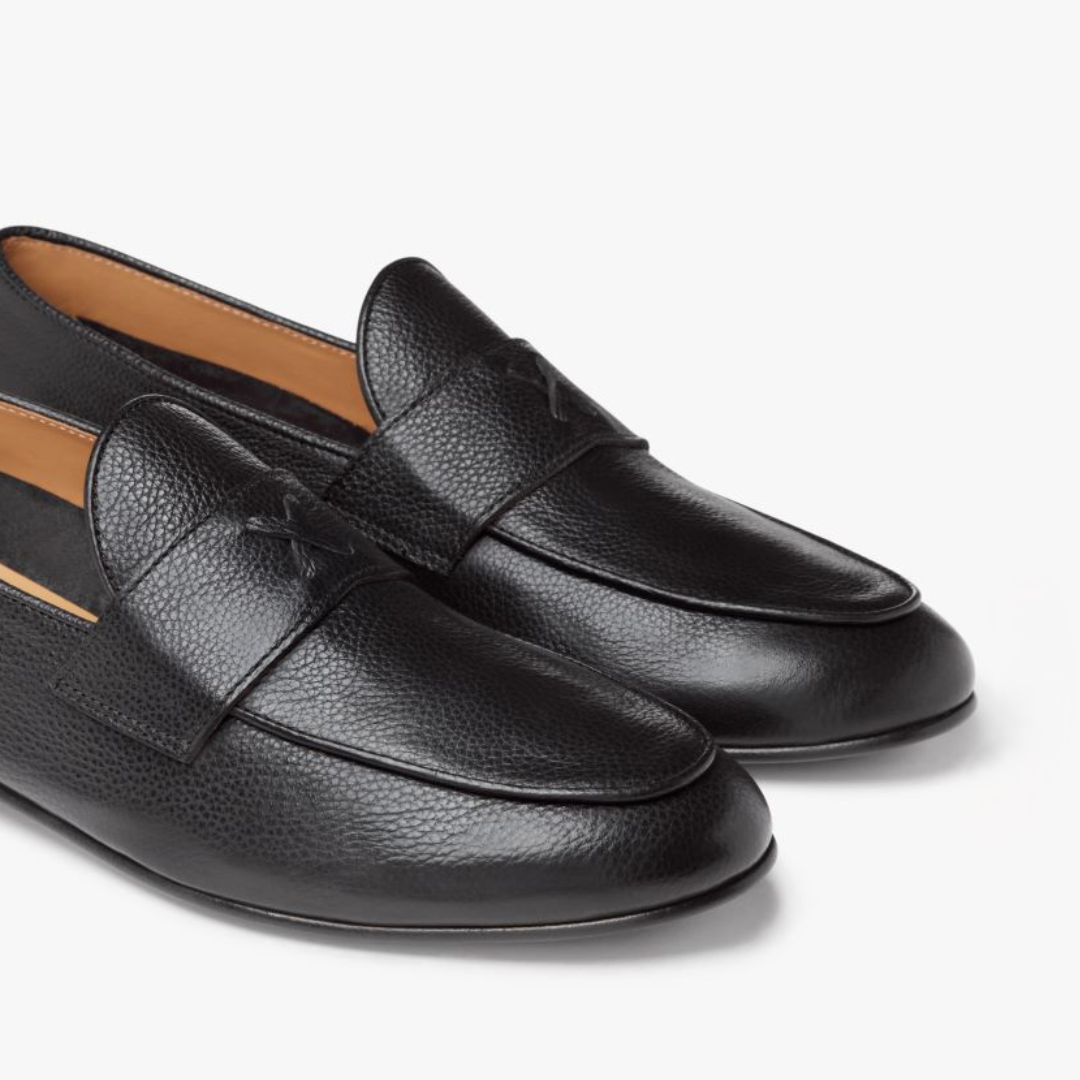 Men's Black Pebbled Leather Centesimo