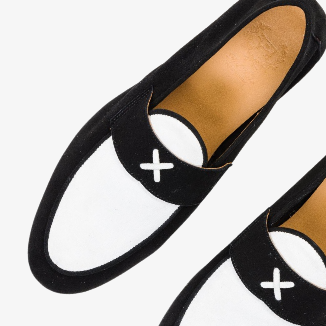 Men's Black & White Suede Centesimo
