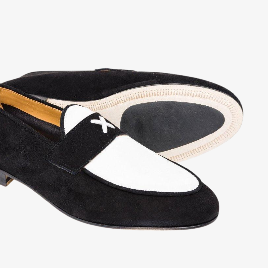 Men's Black & White Suede Centesimo