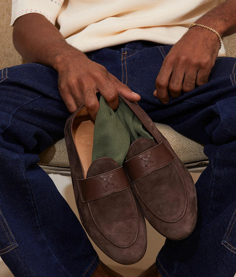  OLLOUM Italian Handmade Suede Boots, Loafers for Men