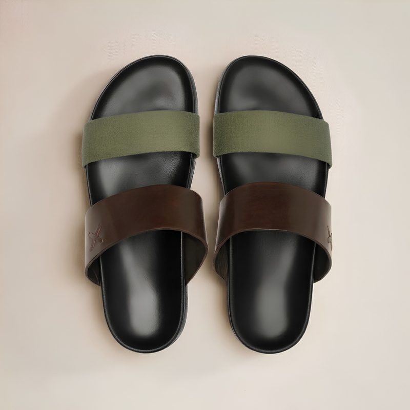 Men's Brown & Green Cinturini Sandal