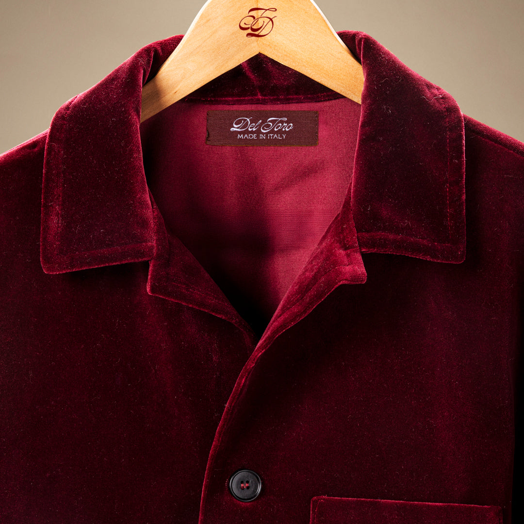 Men's Velour Cocktail Coat - Oxblood