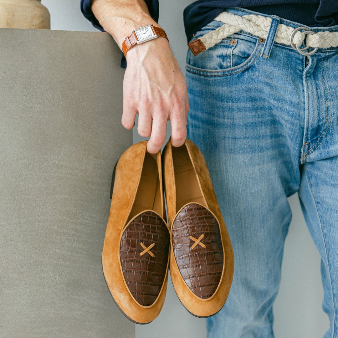 Men's Cognac Croc Milano Loafer