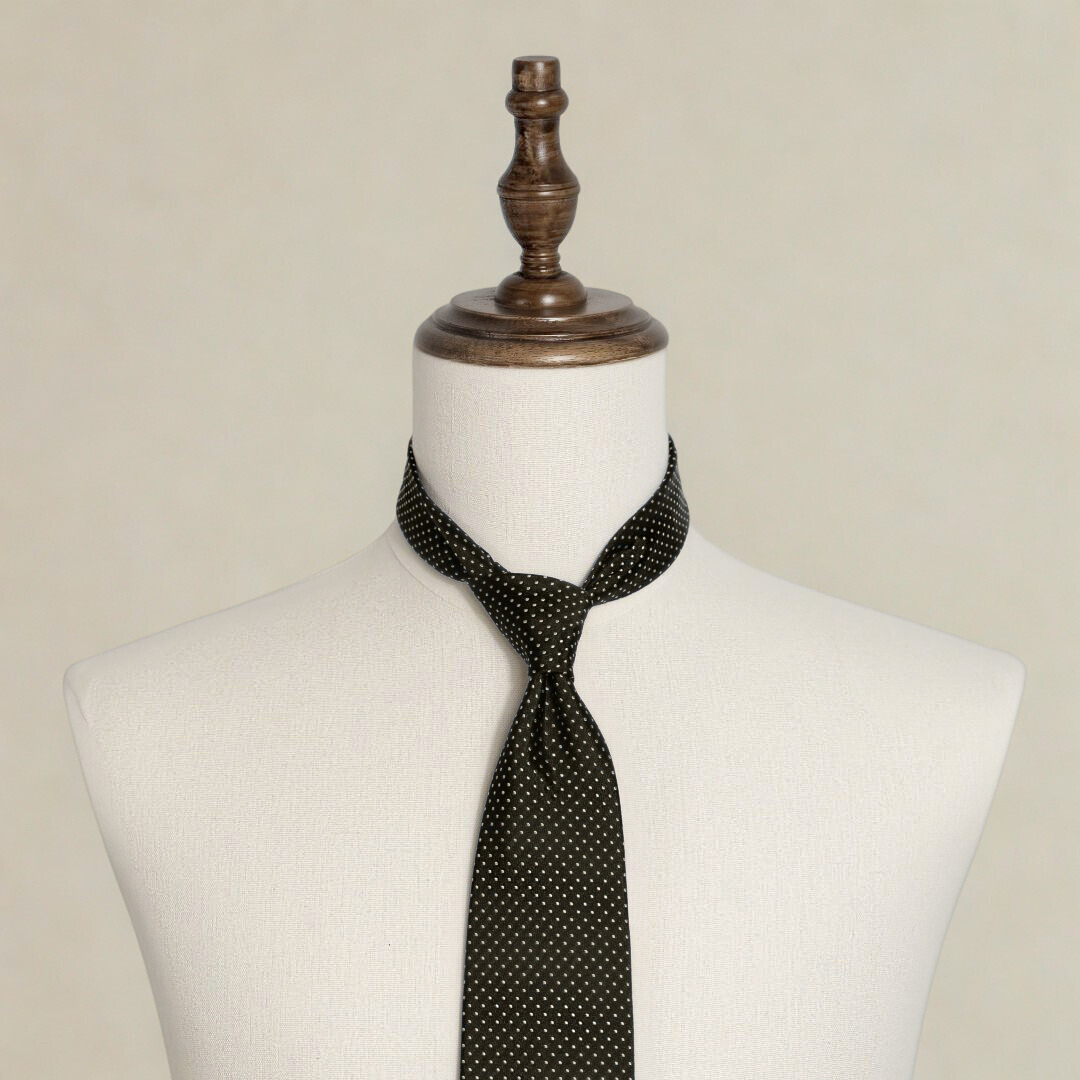 Satin Dot Tie - Black