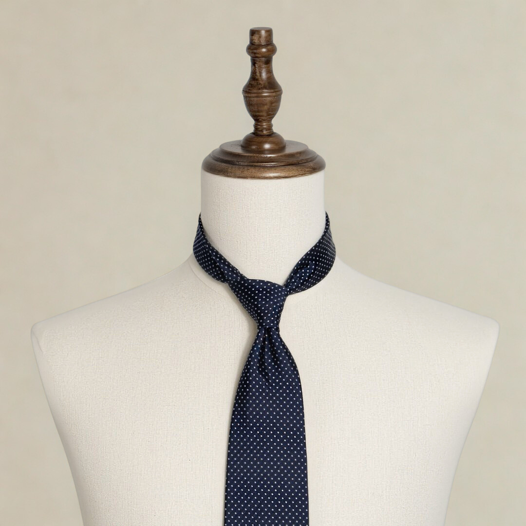 Satin Dot Tie - Navy
