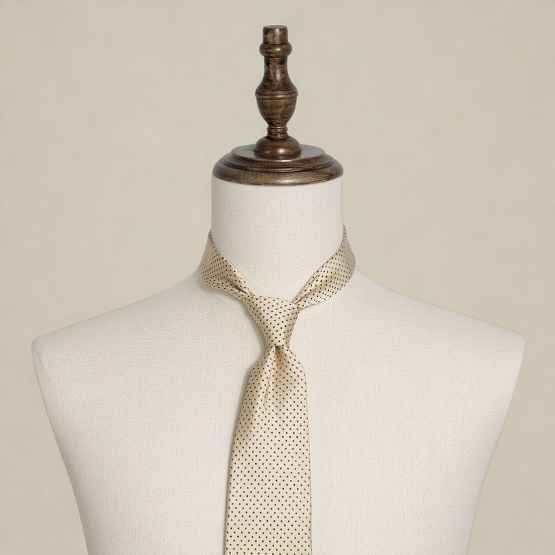 Satin Dot Tie - Vintage Cream