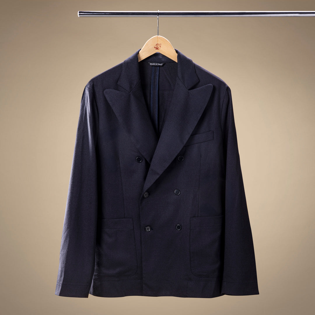 Double Breasted Chore Blazer - Navy