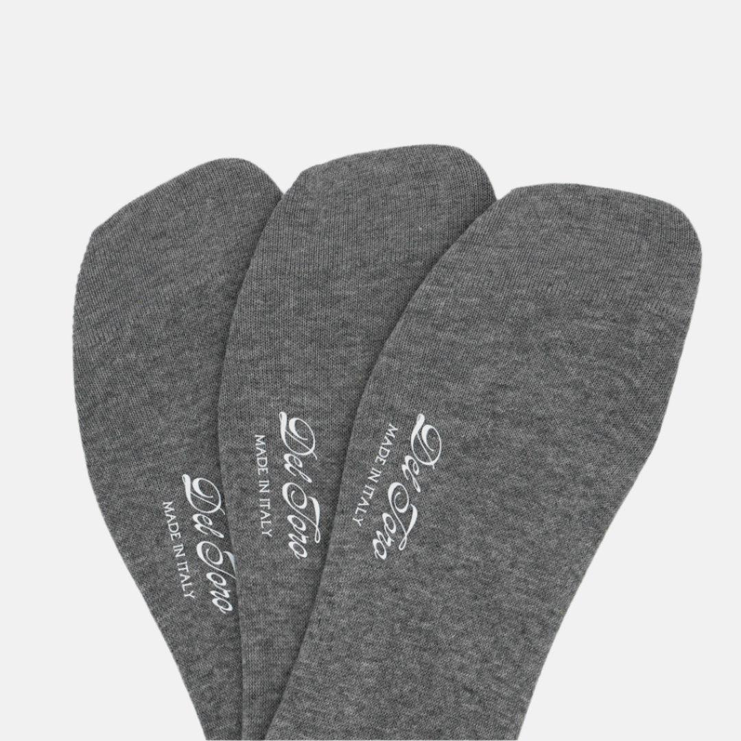 Set of 3 Cotton No Show Socks - Grey