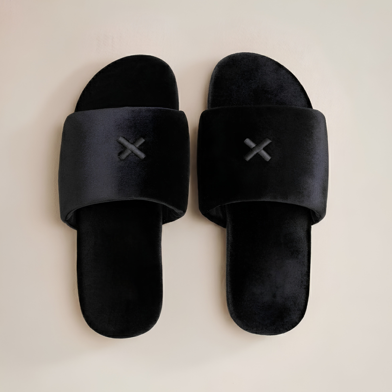 Men's Black Velvet House Slide